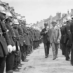 Fire Parade Inspection, Truro, Cornwall. Early 1900s