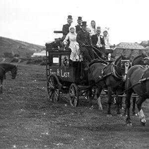 First & Last coach with passengers, Cornwall. 1920s