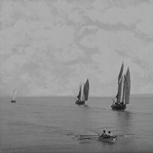 Fishing boats at sea, St Ives, Cornwall. 1903