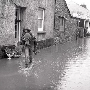 Flooding, North Street, Lostwithiel, Cornwall. October 1983