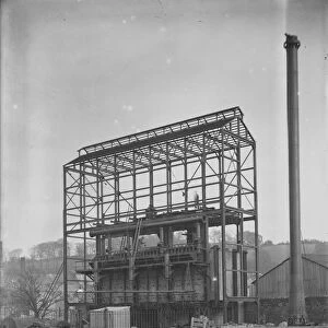 Gasworks being built, Lemon Quay, Truro, Cornwall. Before 1902