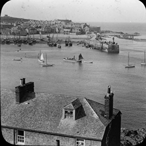 General view over the harbour towards the Island, St Ives, Cornwall. 1880s