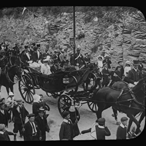 George Prince of Wales and Princess Mary driving down Richmond Hill, Truro, Cornwall. 15th July 1903