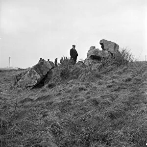 Giants Quoits after they fell, St Keverne, Cornwall. 9th January 1966
