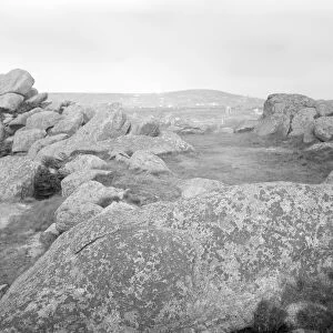 Granite outcrops on top of Carn Brea, Illogan, Cornwall. Probably 1895