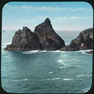 Gull Rock and Bishop Rock, Kynance Cove, Landewednack, Cornwall. Probably early 1900s