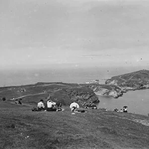 Headland and lifeboat station, Newquay, Cornwall. Early 1900s