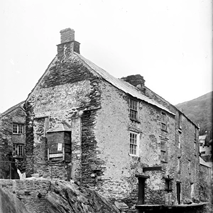 House on waterfront, Polperro, Cornwall. Early 1900s