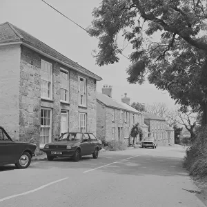 Houses downhill from the White Hart Inn, Ludgvan, Cornwall. 1983
