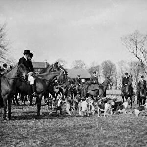 Hunt Meet at Roskrow House, Roskrow, St Gluvias, Cornwall. 1912