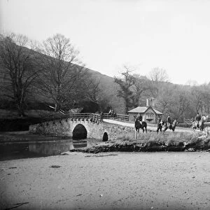 The Hunt at Terras Bridge, between Morval and Duloe, Cornwall. Around 1890