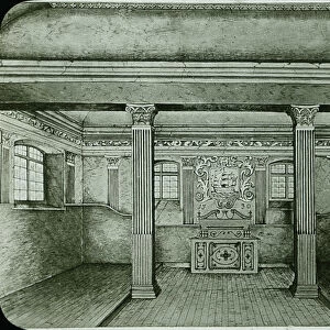 Interior of the Old Grammar School, Truro, Cornwall. Around 1925