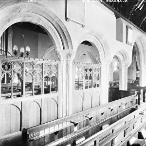 Interior of St Crewennas Church, Crowan, Cornwall. Probably after 1907