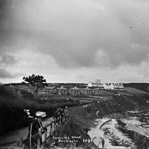 Invalids Walk, overlooking Castle Beach, Falmouth, Cornwall. Early 1900s