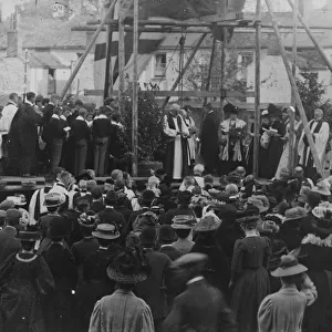 Laying the foundation stone of the Cathedral School, Cathedral Green, Truro, Cornwall. 21st October 1908
