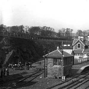 Laying gravel before the opening of Padstow railway station, Cornwall. Before March 1899