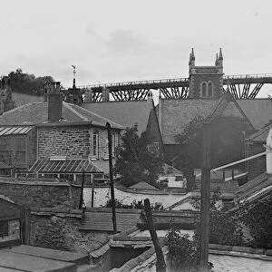 Looking over the back yards of houses in River Street and John Street to St Georges Road, Truro, Cornwall. Before 1902