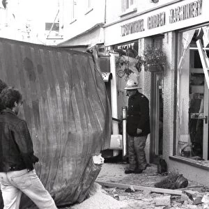 Lorry crash, Lostwithiel, Cornwall. September 1990