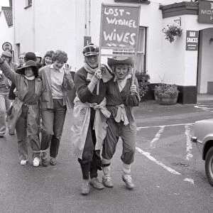 Lostwithiel Wives sponsored walk, Lostwithiel, Cornwall. October 1982