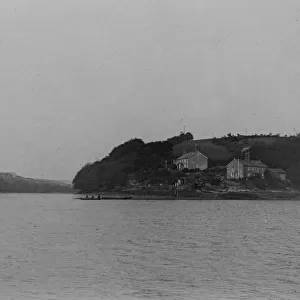 Malpas Ferry arriving at Tregothnan landing, St Michael Penkivel, Cornwall. Late 1800s