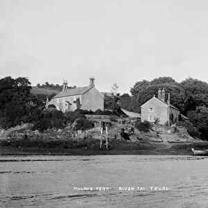 Malpas Ferry landing and houses on the Tregothnan side, St Michael Penkivel, Cornwall. Probably early 1900s