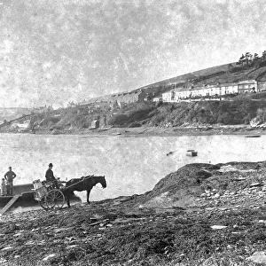 Malpas Ferry at Tregothnan landing, St Michael Penkivel, Cornwall. Around 1887