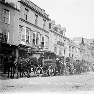 Market day in Boscawen Street, Truro, Cornwall. Around 1910