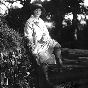 Member of First World War Womens Land Army, Tregavethan Farm, Truro, Cornwall. 1917