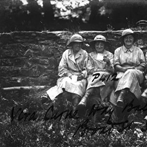 Members of the First World War Womens Land Army. Tregavethan Farm, Truro, Cornwall. 1917
