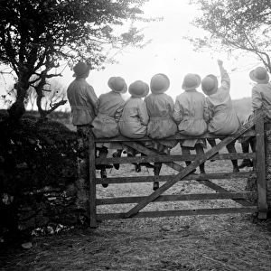 Members of the First World War Womens Land Army. Tregavethan Farm, Truro, Cornwall. May 1917