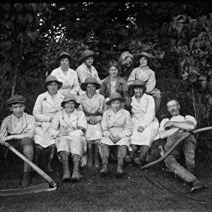 Members of the First World War Womens Land Army at Tregavethan Farm, Truro, Cornwall. Around 1917