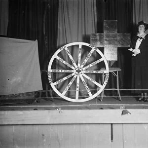 Mrs Morse with a Red Cross display, lecturing on the Cornwall Work Auxiliary (part of the Red Cross), Truro. April 1917