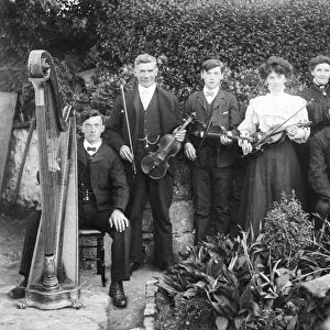 Musical ensemble, Indian Queens, St Columb Major, Cornwall. 1909