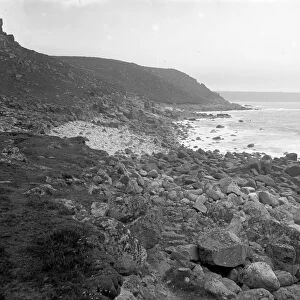 Nanjulian Beach / Nanquidno Beach, St Just in Penwith, Cornwall. Probably early 1900s