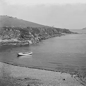 Nare point, St Anthony in Meneage, from the beach at Durgan, Mawnan, Cornwall. Early 1900s