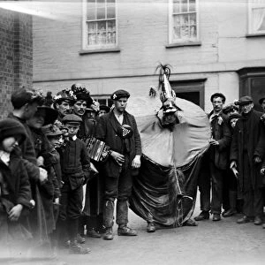 The Obby Oss, Padstow, Cornwall. Early 1900s