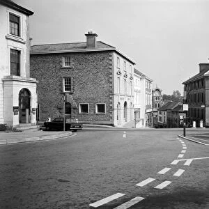The Parade, from Barras Place or West Street, looking towards Pike Street and Webbs Hotel, Liskeard, Cornwall. 1969
