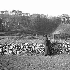 Passenger train crossing Penponds Viaduct, Cornwall. Before 1899