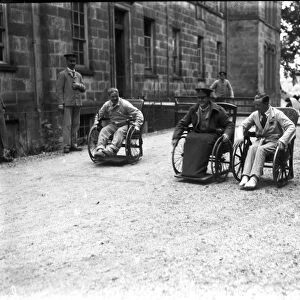 Patients outside the Royal Cornwall Infirmary, Truro, Cornwall. Probably 21st July 1916