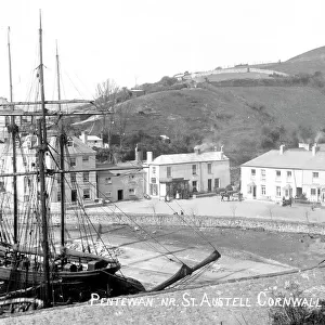 Pentewan harbour and village, St Austell, Cornwall. Late 1800s