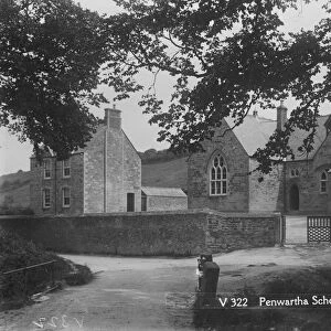 Penwartha School from the front, Perranzabuloe, Cornwall. Early 1900s