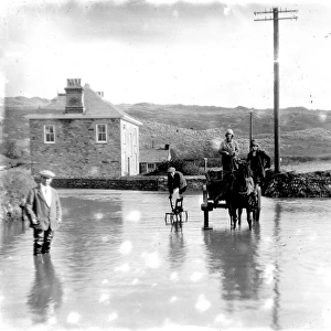 Perranporth during a flood, Perranzabuloe, Cornwall. Around 1920s