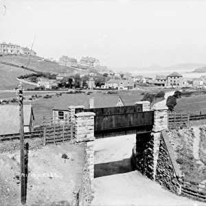 Perranporth railway bridge. Late 1800s