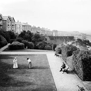 Playing croquet below Trelyon Avenue, St Ives, Cornwall. Early 1900s