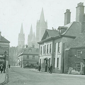 Princes Street, with the first Great House and Trevail Monumental Masons, Truro, Cornwall. 1920s