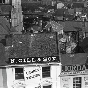 Rooftop view from City Hall, Truro, Cornwall. Early 1900s