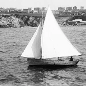 Sailing boat, Newquay, Cornwall. 1900s