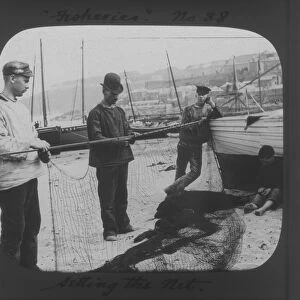 Setting the net at St Ives, Cornwall County Fisheries Exhibition, Truro, Cornwall. July to August 1893