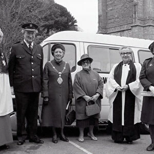 St John Ambulance Minibus Dedication, Fowey, Cornwall. February 1992