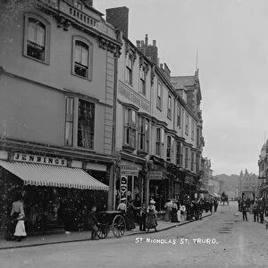 St Nicholas Street from Victoria Square looking towards Boscawen Street, Truro, Cornwall. Early 1900s